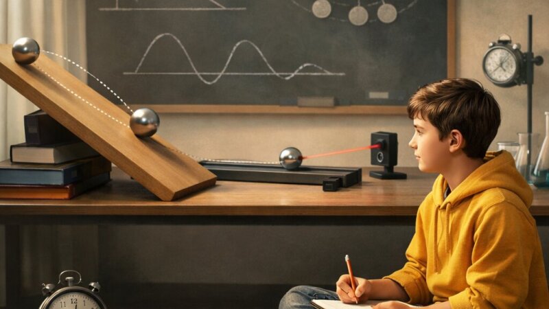 Experimentálne pozorovanie pohybu guľôčky na naklonenej a vodorovnej rovine