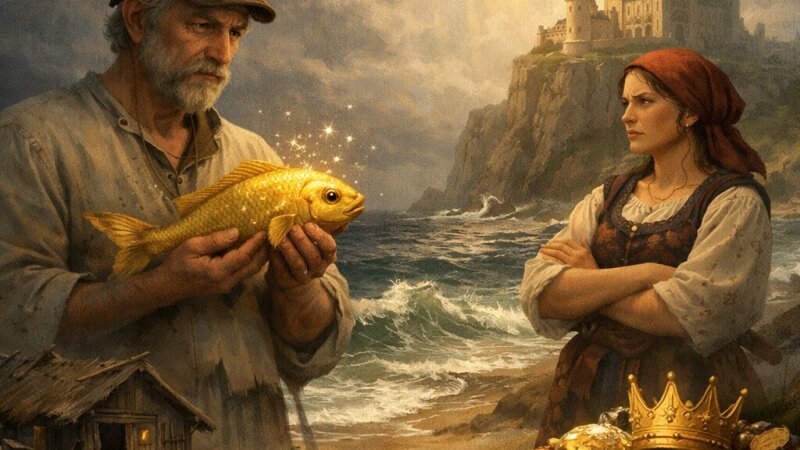 Rozprávka o rybárovi a jeho žene: poznanie chamtivosti a skromnosti